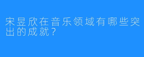 宋昱欣在音乐领域有哪些突出的成就？